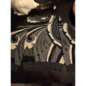 Vintage 100% Acrylic Sweater In Monochrome Size M
